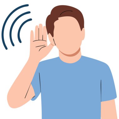 Sağırlık kavramı dinleyen adam.