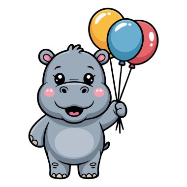 Çocuklar için harika bir hipopotam resmi. Doğum öncesi hediye kartı.