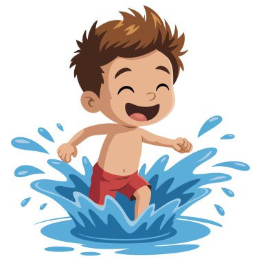 Havuz vektörü grafiğinde yüzen bir çocuk.