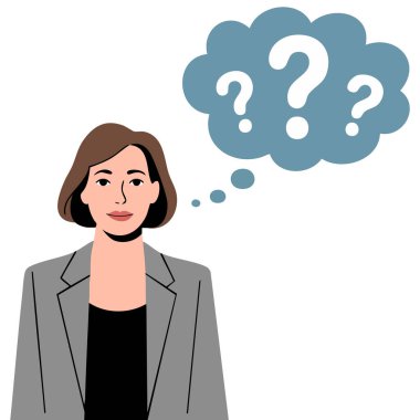 Kafası karışmış bir iş kadını zor bir sorunu düşünüyor.