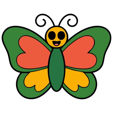 Çocuklar için sevimli kelebek karakter eğlence vektörü