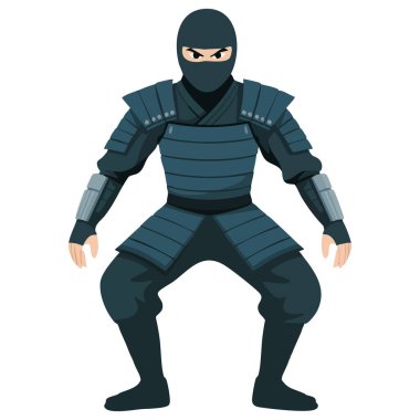 Beyaz arkaplanda ninja maskotu logo vektör çizimi