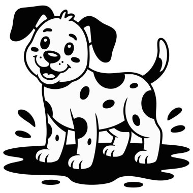 Çizgi film köpeği karakteri kirli ve pasaklı bir vektör gibi görünüyor.