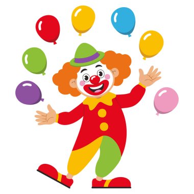 Mutlu palyaço karakter vektörü iklim çizimi