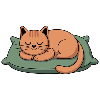 Yumuşak yastık vektöründe rahat uyuyan kedi