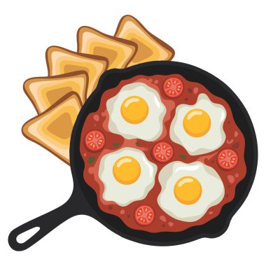 Domates ve ekmekle Shakshouka yumurtası