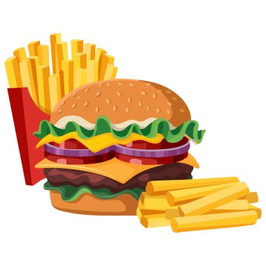 Fast food hamburger kızartması.