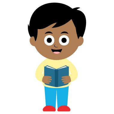 Beyaz arkaplanda izole edilmiş vektör çizimi öğrencilere kitap okuyan erkek öğretmen