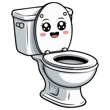 Tuvalet kawaii ile ilgili nesneler beyaz arkaplanda izole edilmiş vektör çizimi