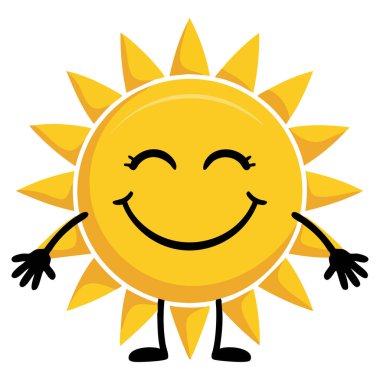 Beyaz arkaplanda Güneş simgesi düz vektör tasarımı izole edilmiş vektör çizimi