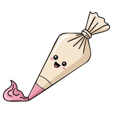 Boru torbası simgesi kawaii vektör izole beyaz arkaplan üzerinde vektör çizimi