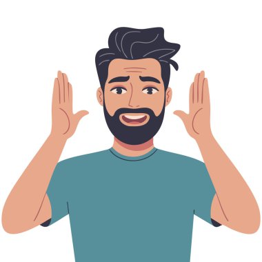 Beyaz arkaplanda izole edilmiş vektör çizimini hatırlamaya çalışan bir adam