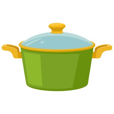 Beyaz arkaplanda tencere pişirme elementi izole edilmiş vektör çizimi