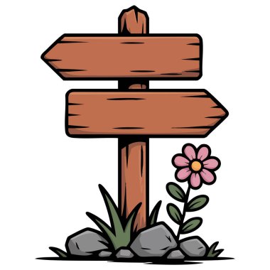 Tahta yol bulma işareti yönü oku beyaz arkaplanda izole vektör çizimi