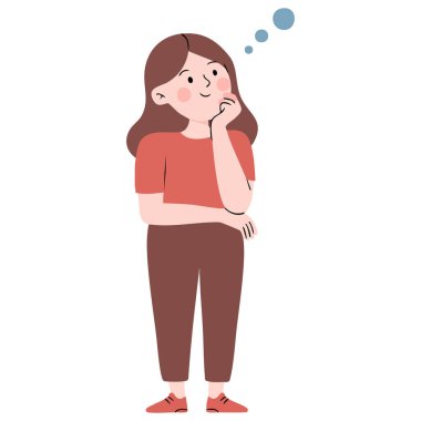 Beyaz arka planda izole edilmiş barışçıl ifadeli rüya kızı