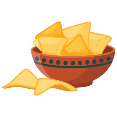 Geleneksel tortilla cipsleri fast food izole edilmiş beyaz arka plan vektör çizimi