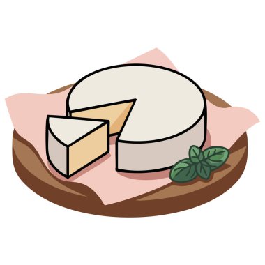 Fransız peyniri peyniri beyaz arka planda izole edilmiş vektör çizimi