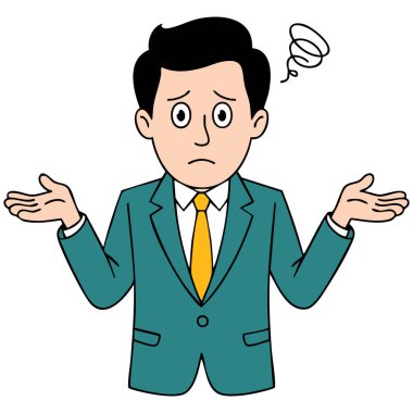 Profesyonel omuz silkme beyaz arka planda izole vektör illüstrasyonunu bilmez