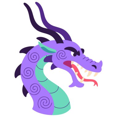 Çin Yeni Yıl ejderha kartı beyaz arkaplanda izole vektör çizimi