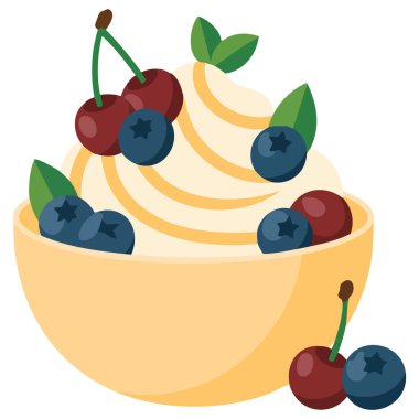 Yaban mersini kasesi gurme simgesi beyaz arka planda izole vektör illüstrasyonu