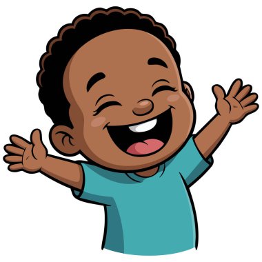 Neşeli Afrikalı erkek karakter çizgi filmi beyaz arka planda izole edilmiş vektör çizimi