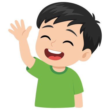 Gülen adam, beyaz arkaplanda izole edilmiş çizgi film karakteri çizimi ile karşı karşıya.