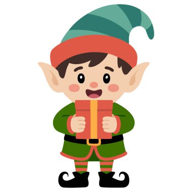 Küçük Noel erkeği şenlik karakteri beyaz arka planda izole edilmiş vektör çizimi