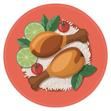 Beyaz arka planda izole edilmiş çizgi film yiyecekleri beyaz arkaplanda izole edilmiş vektör çizimleri