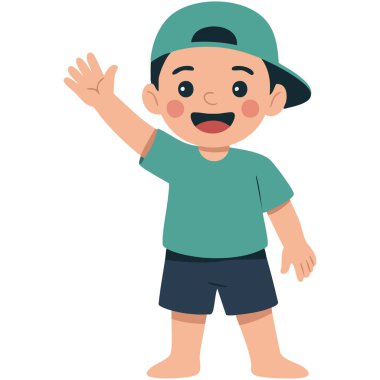 Yüzme kıyafetli çocuk yaz aylarında beyaz arka planda izole edilmiş vektör çizimi