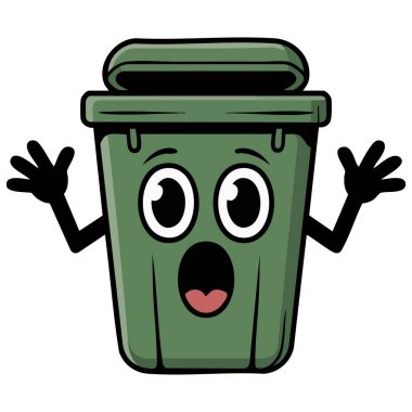 Tapılası çöp kutusu karakteri çizgi film simgesi vektör çizimleri izole edildi