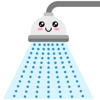 Kawaii duş başlığı karalama vektörü izole edilmiş beyaz arkaplan çiziyor