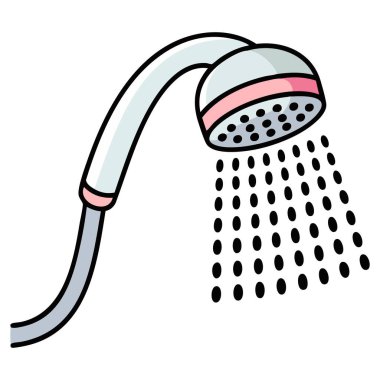 Duş spreyi kafa karalama vektör çizimi izole edilmiş beyaz arkaplan