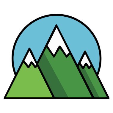 Dağ manzarası karalama sanatı beyaz arkaplanda izole edilmiş vektör çizimi