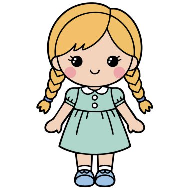 oyuncak sevimli karakter karalama beyaz arka planda izole vektör çizimi