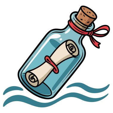 beyaz arkaplanda izole edilmiş karalama tasarımı olan deniz şişesi.