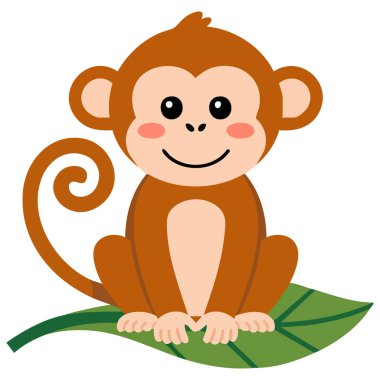 Orman maymunu hayvan doğası beyaz arka planda izole edilmiş vektör çizimi çizer