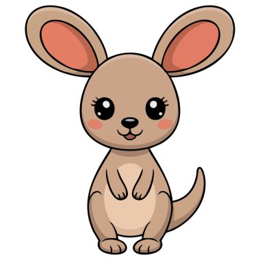 Kanguru hayvanı Avustralya yaban hayatı beyaz arka planda izole edilmiş vektör çizimi