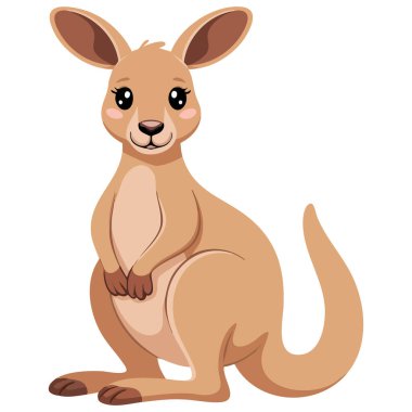 Vahşi yaşam kangurusu keseli hayvan karalaması beyaz arka planda izole edilmiş vektör çizimi