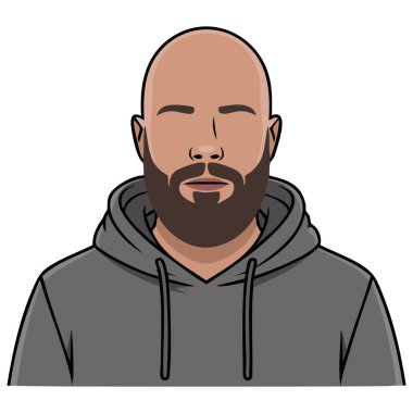 Kel erkek karakter portre simgesi beyaz arkaplanda izole edilmiş vektör çizimi