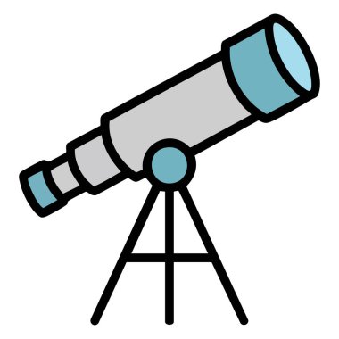 Mavi mercekli tripodun üzerindeki gri teleskop astronomi vektör çizimi