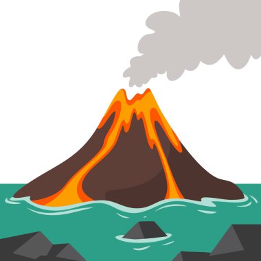 Volkan vadisi manzarası lav püskürtme oyun tasarımı ile