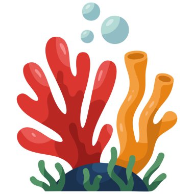 Çeşitli mercan oluşumlarıyla sualtı okyanusu sahnesi