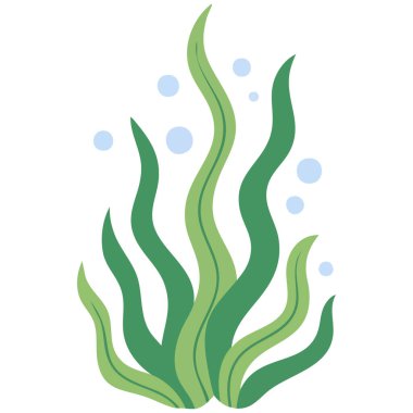 Minimalist su altı bitkileri vektörü beyaz arkaplanda izole edildi