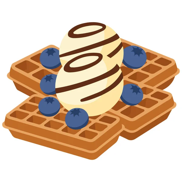 Sweet breakfast treat with ice cream berries and rich chocolate drizzle vector illustration