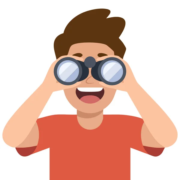  Dürbünlü çizgi film resimlerine bakan komik adam.