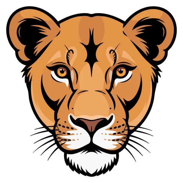  Beyaz arka planda vahşi dişi aslan maskotu.