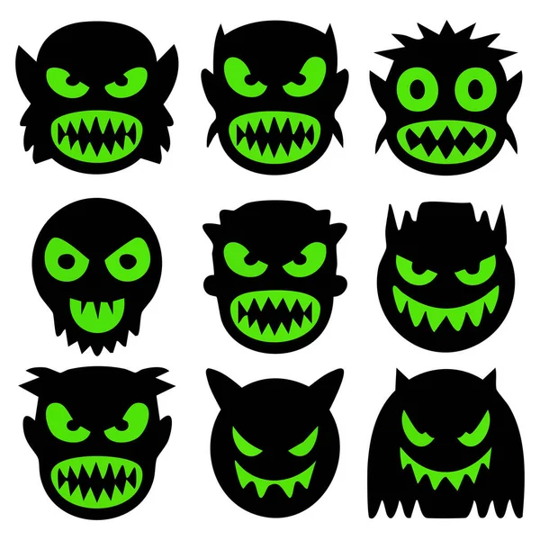 Çizgi film canavarı karakter tasarım vektörüyle karşı karşıya