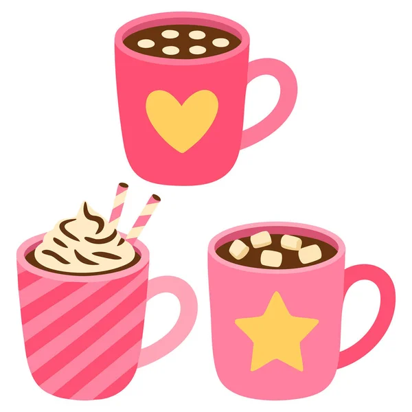 Sevgililer Günü dekore edilmiş bardak kupaları toplama vektörü