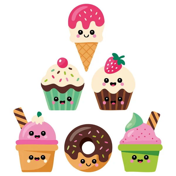 Dondurma külahları kek pastel renk vektörü