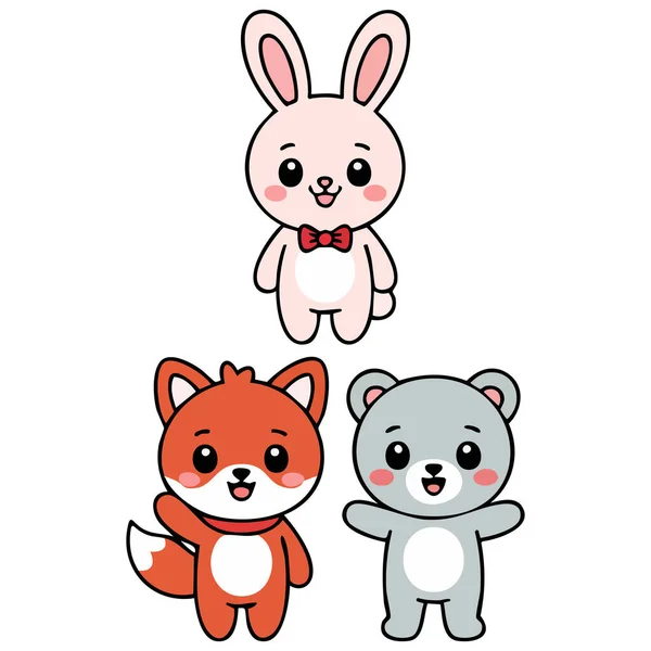 El çizimi hayvan çıkartmaları koleksiyonu karalama karakteri seti